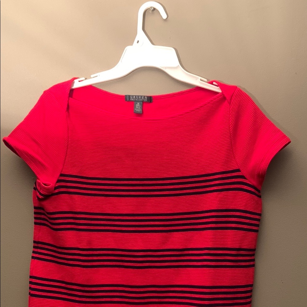 Ralph Lauren Red and Black Short Sleeve Tee - Thick 100% Cotton